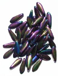 50 5x16mm Metallic Purple AB Dagger Beads